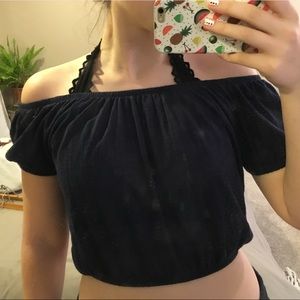 Navy Off Shoulder Top